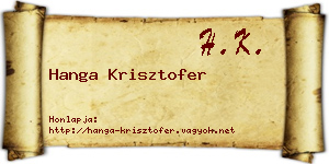 Hanga Krisztofer névjegykártya